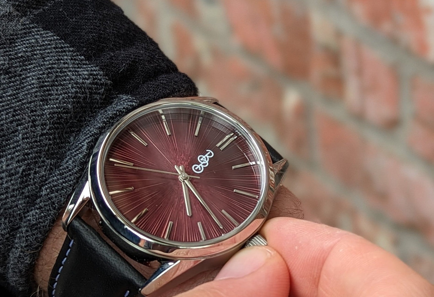 Burgundy Sunburst Watch