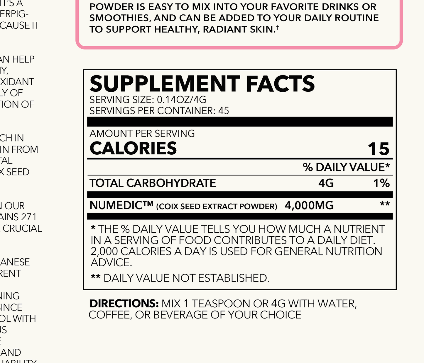 Tone and Glow Coix Seed Extract Powder