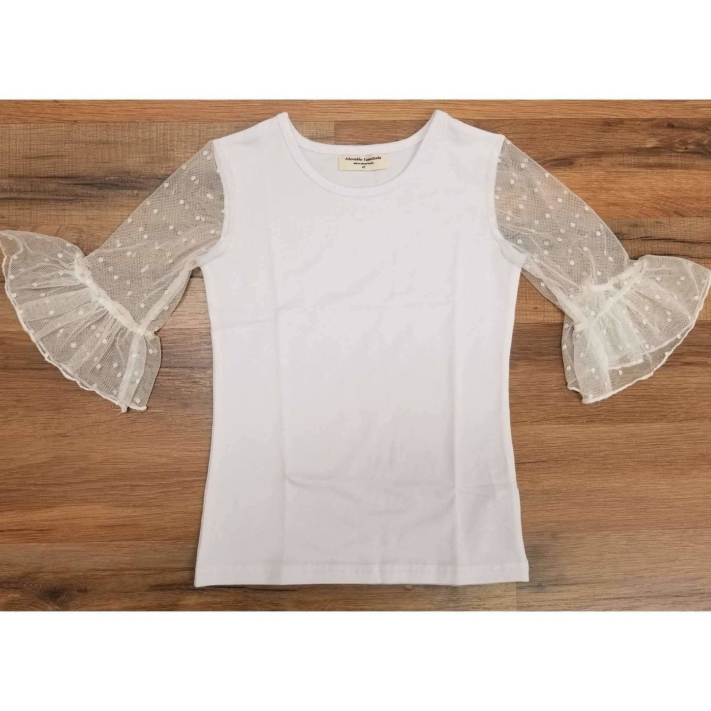 Dainty Lace Mid Sleeve Single Ruffle Shirt