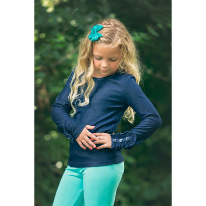 Denim Button Ruffle Shirt