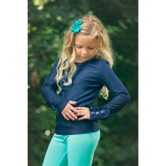 Denim Button Ruffle Shirt