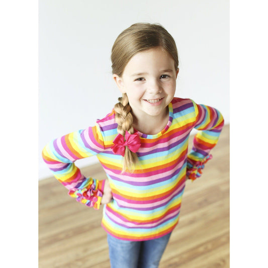 Rainbow Button Ruffle Shirt