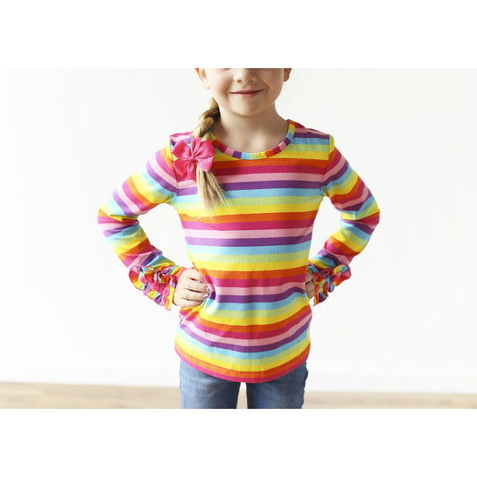 Rainbow Button Ruffle Shirt
