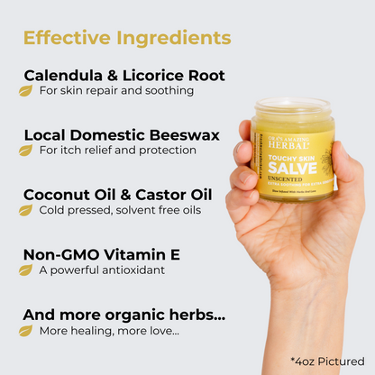 Touchy Skin Salve, Eczema Cream Ointment for Sensitive Skin