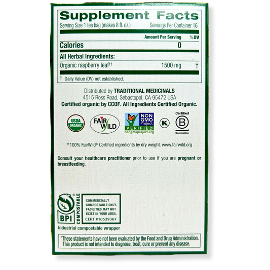 Traditional Medicinals Raspberry Leaf Tea – Women’s Wellness – 16 Bags