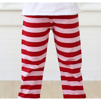 Valentine Stripes Button Ruffle Pants