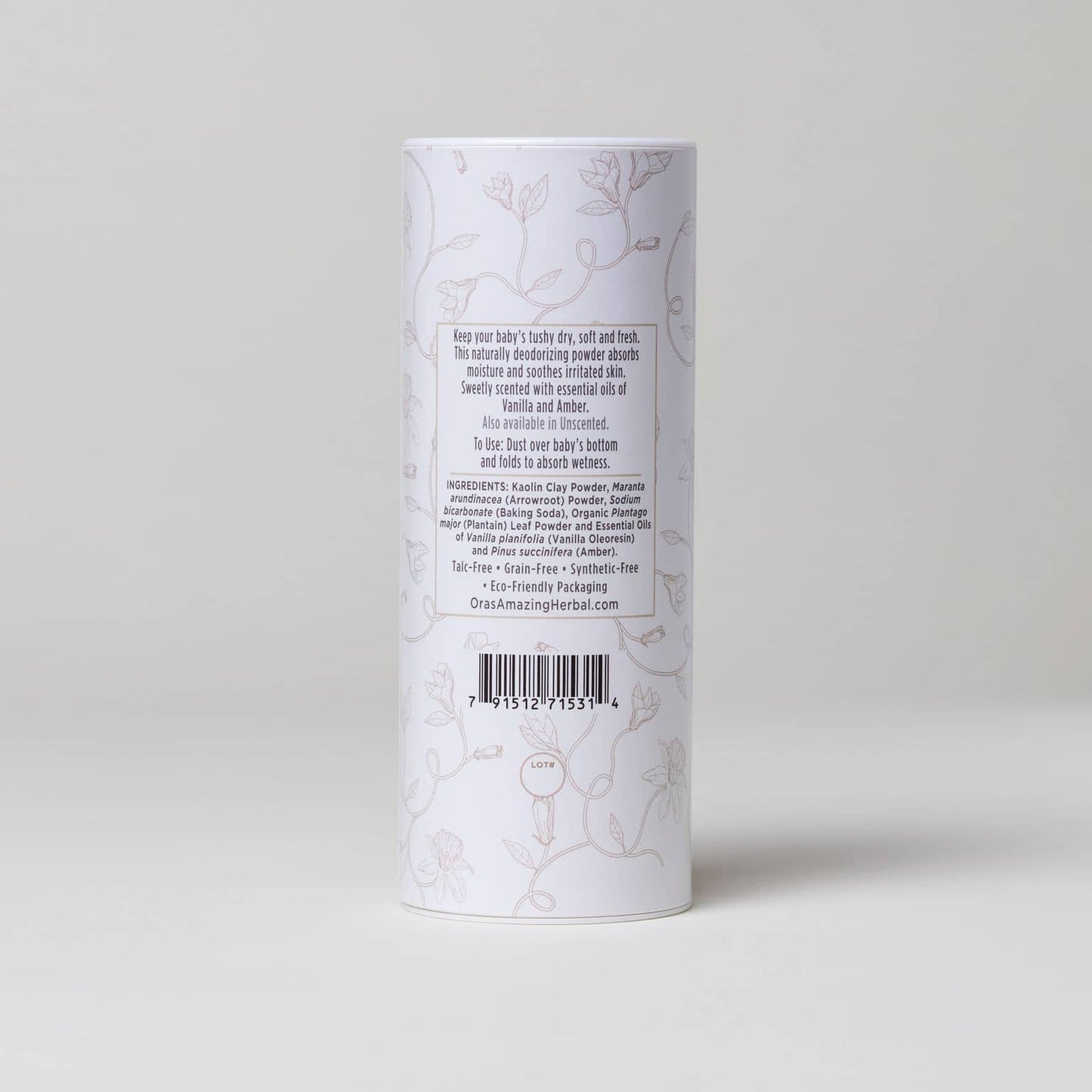 Talc Free Baby Powder, Real Vanilla Amber