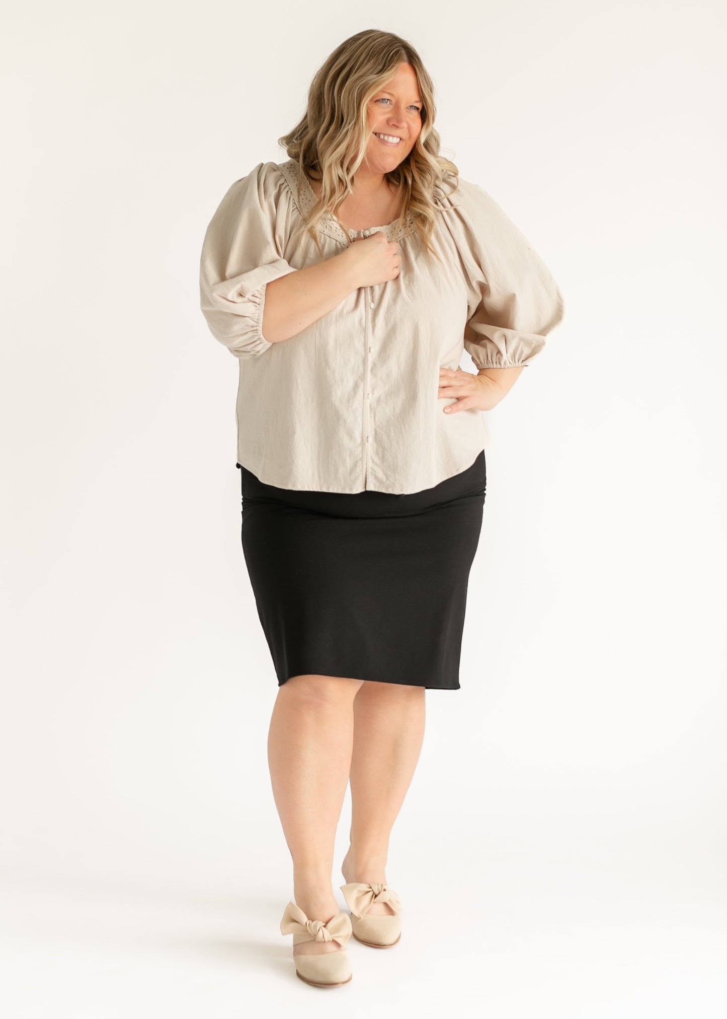 Wanda Classic Pencil Midi Skirt