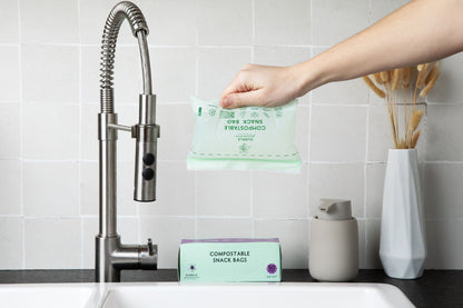 Compostable Resealable Bags. Eco-Friendly & Durable. Snack, Sandwich, Quart & Gallon Sizes