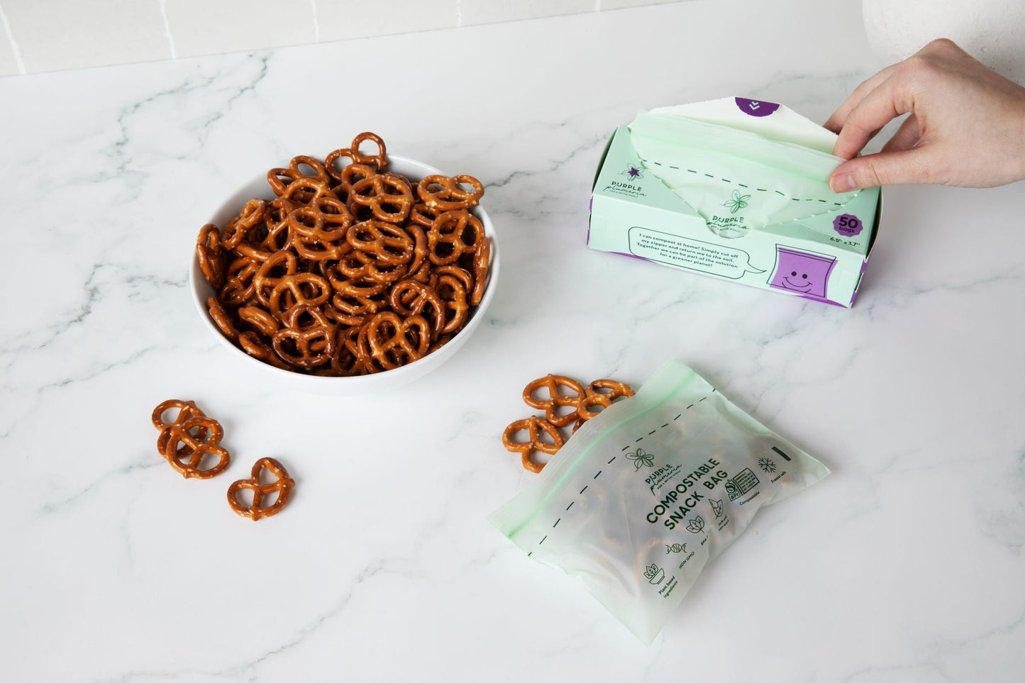 Compostable Resealable Bags. Eco-Friendly & Durable. Snack, Sandwich, Quart & Gallon Sizes