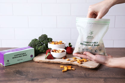 Compostable Resealable Bags. Eco-Friendly & Durable. Snack, Sandwich, Quart & Gallon Sizes