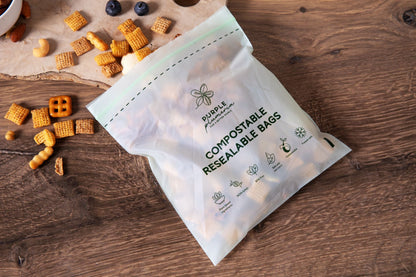 Compostable Resealable Bags. Eco-Friendly & Durable. Snack, Sandwich, Quart & Gallon Sizes
