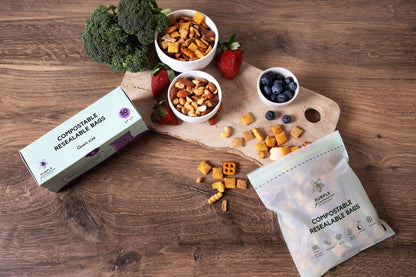Compostable Resealable Bags. Eco-Friendly & Durable. Snack, Sandwich, Quart & Gallon Sizes
