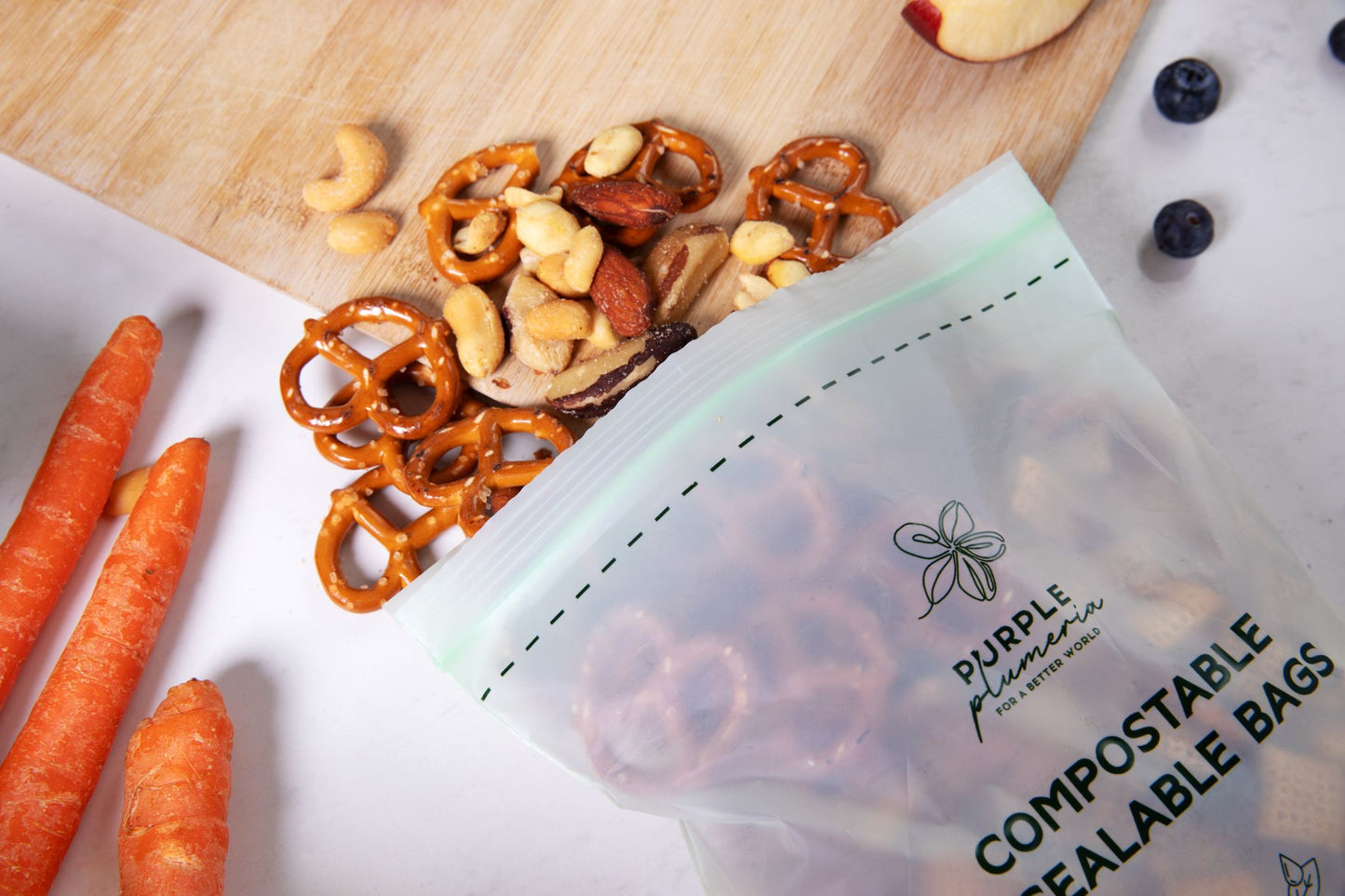 Compostable Resealable Bags. Eco-Friendly & Durable. Snack, Sandwich, Quart & Gallon Sizes