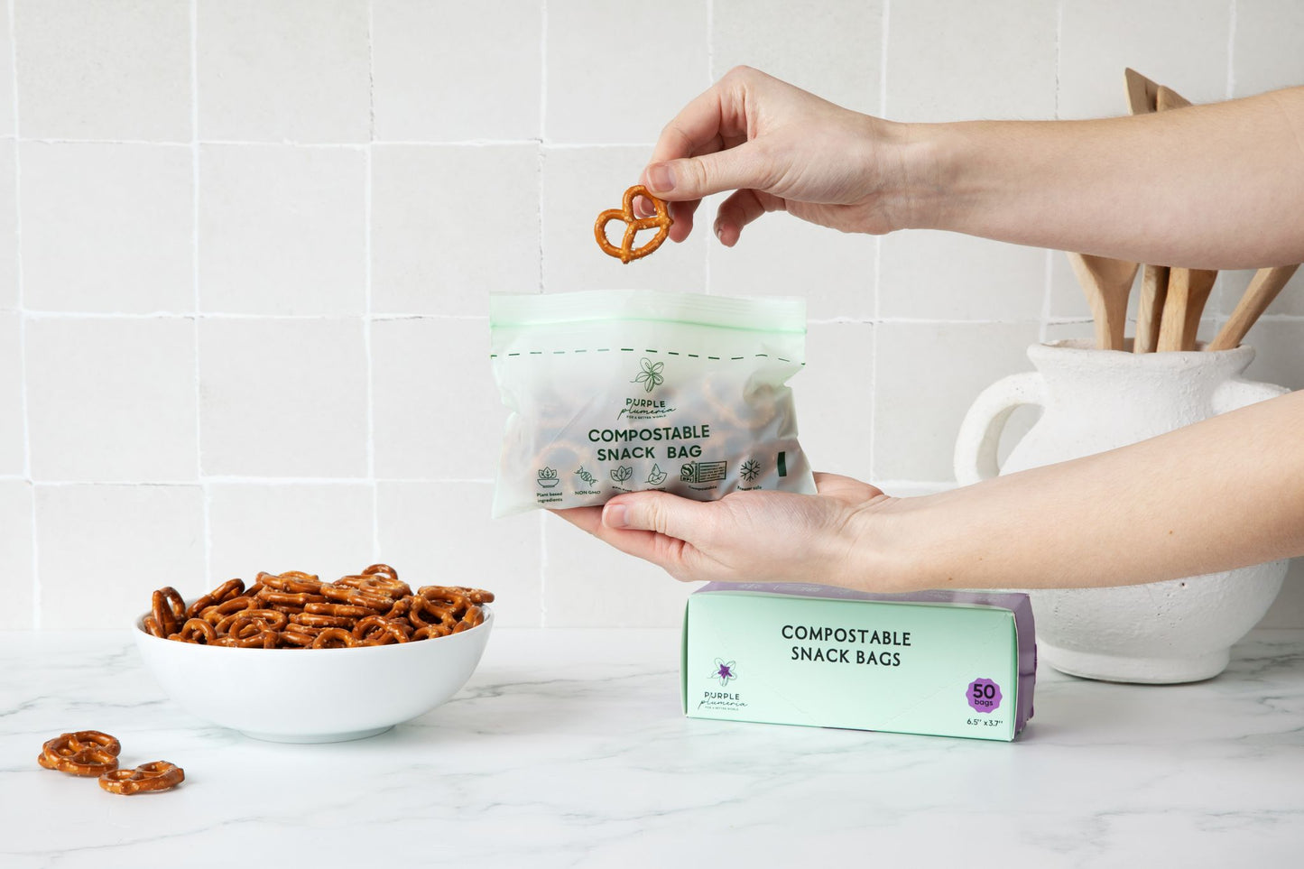 Compostable Resealable Bags. Eco-Friendly & Durable. Snack, Sandwich, Quart & Gallon Sizes