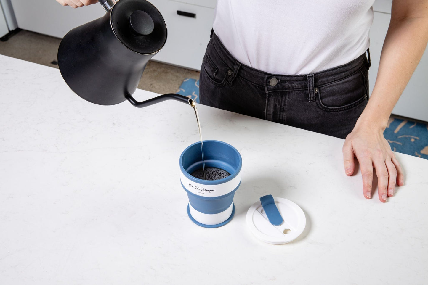 Portable Silicone Cup, Collapsible & Sustainable. Perfect for Travel. Teal, Navy or Mauve
