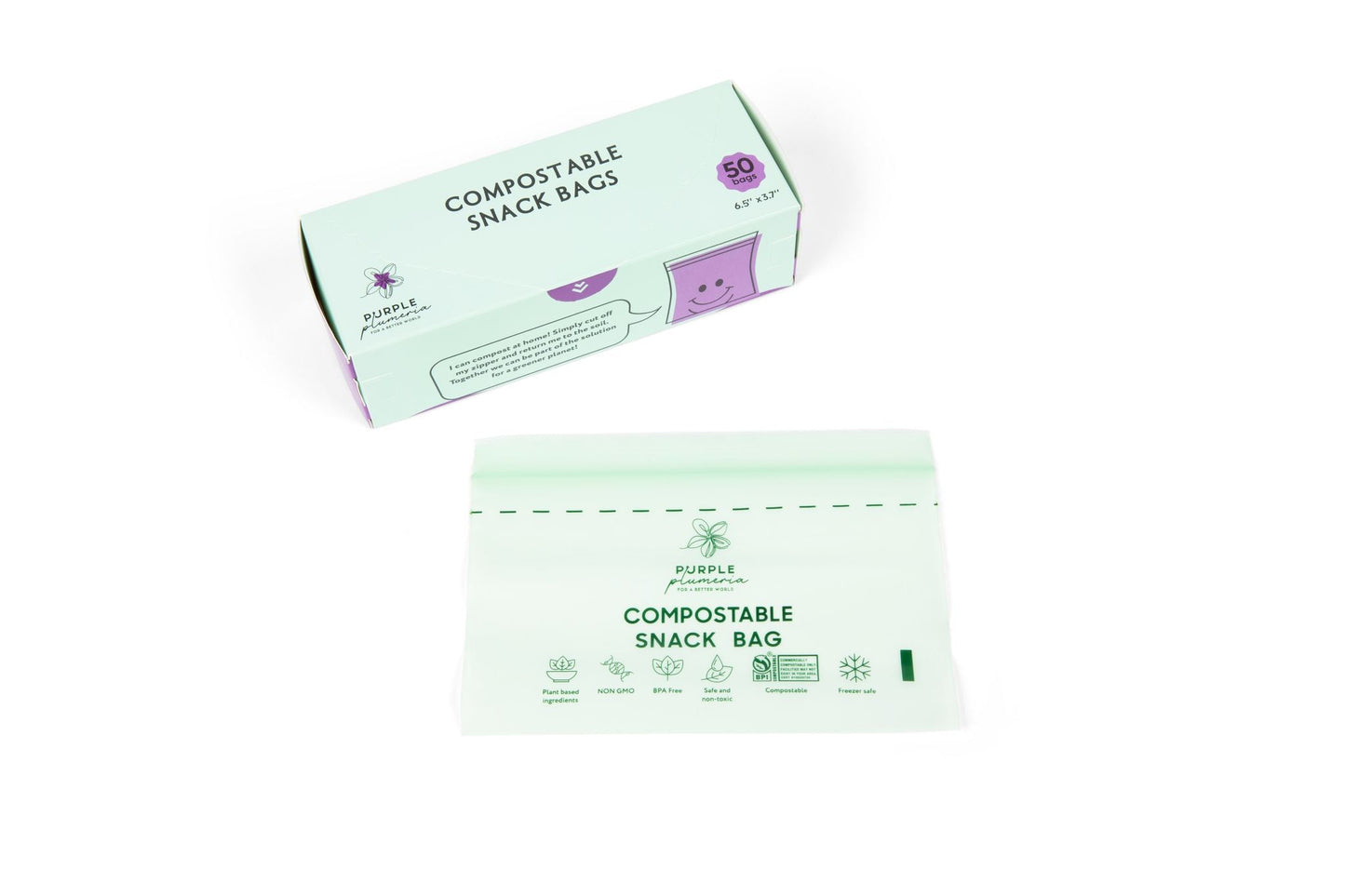 Compostable Resealable Bags. Eco-Friendly & Durable. Snack, Sandwich, Quart & Gallon Sizes
