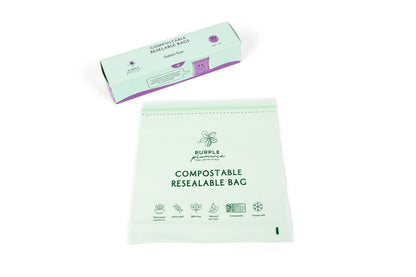 Compostable Resealable Bags. Eco-Friendly & Durable. Snack, Sandwich, Quart & Gallon Sizes