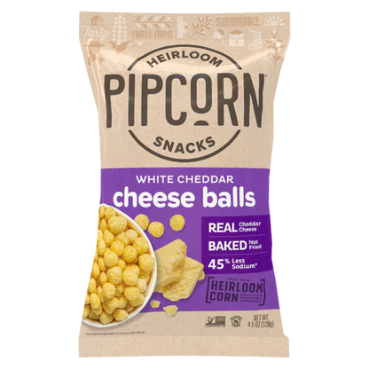 Pipcorn Cheese Balls: Crunchy White Cheddar Goodness in Convenient 4.5 oz Bags (Pack of 12)