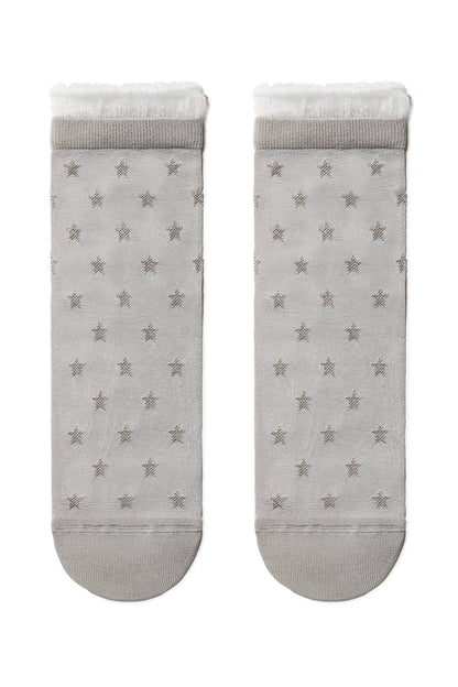 Conte Socks Classic - 491 Glossy Pattern and Decorative Transparent Mesh