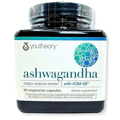Youtheory Ashwagandha 1000mg – Stress Relief, Mood Support & Natural Energy – 60 Capsules