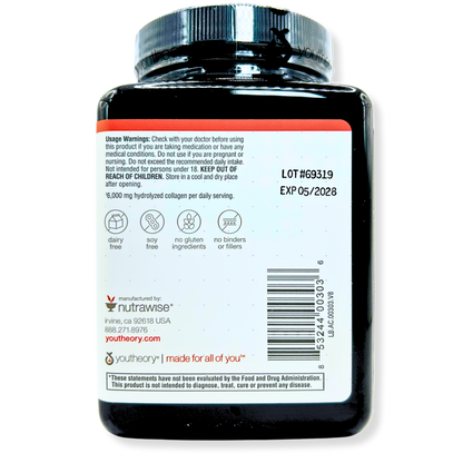 Youtheory Collagen 6000mg with Vitamin C – Hair, Skin & Nail Support – 290 Tabs