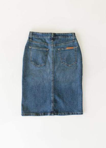 Zana Front Button Denim Midi Skirt